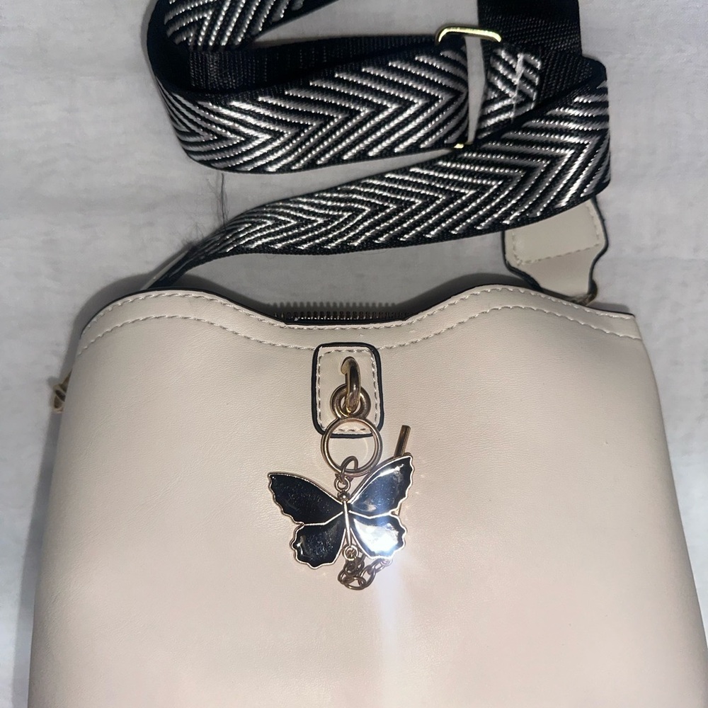 Chic Cream Butterfly Crossbody Bag
